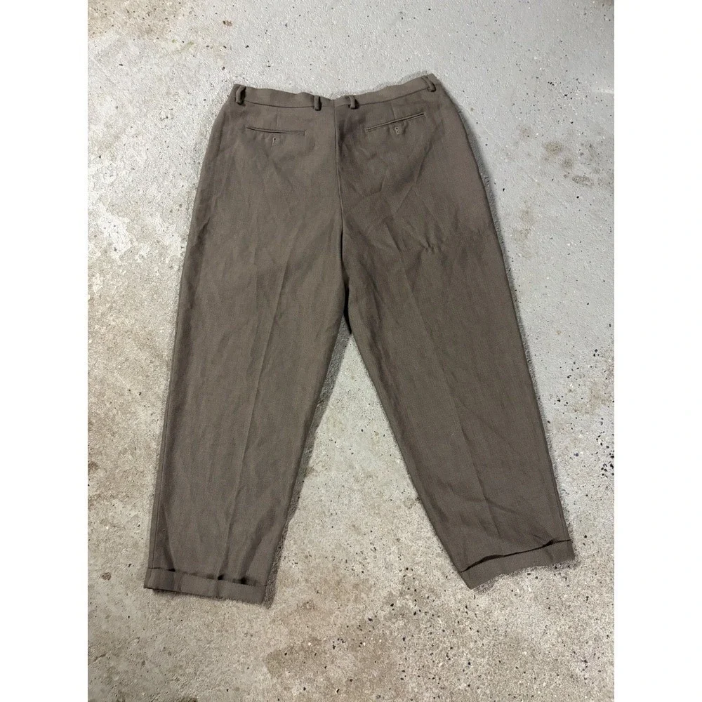 Perry Ellis Portfolio Mens 40x30 Pleated Cuffed Dress Pants Taupe Brown Trousers